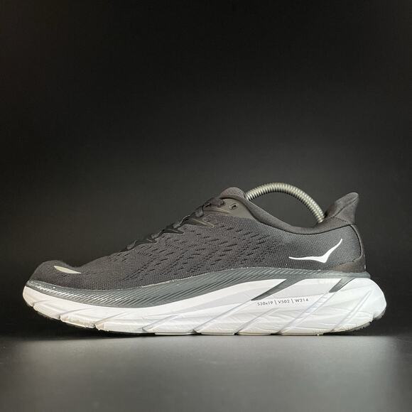 Hoka One One Clifton 8 Womens Size 9 B Black White Athletic Shoe Running Sneaker - Picture 7 of 9